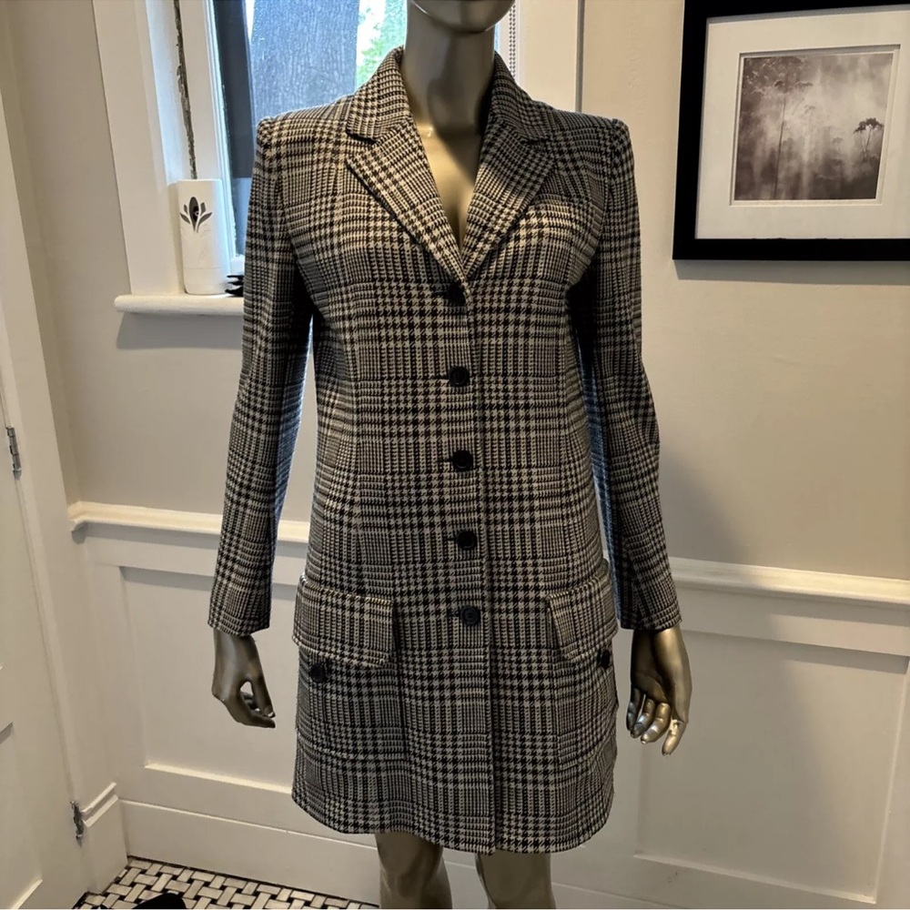 SONIA RYKIEL GREY BLACK HOUNDSTOOTH OVER COAT COAT BLAZER 42/12